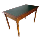 Minister's desk style L. Philippe – 2 drawers – cherry wood – faux leather desk mat