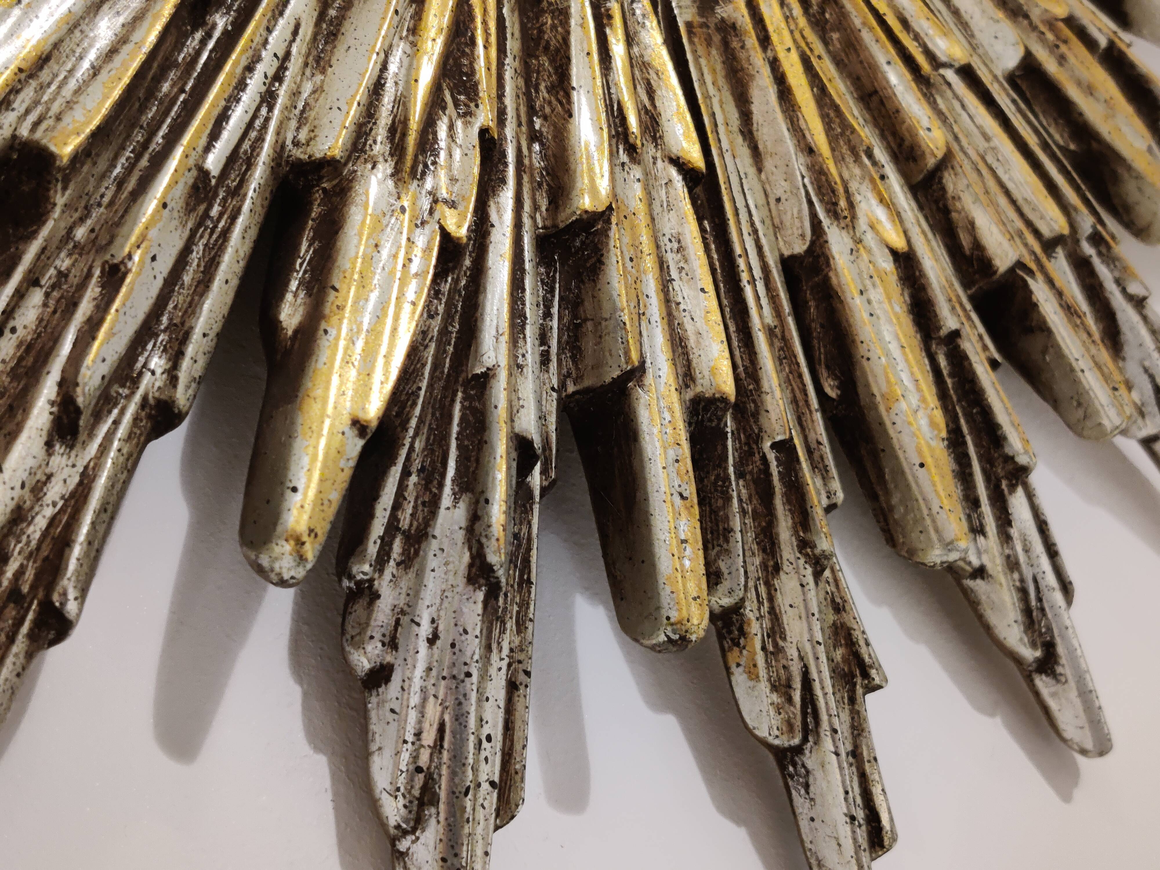 Mid century golden sunburst mirror 50cm