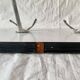 Vintage wall coat rack in white Formica - 4 cast aluminum coat hooks
