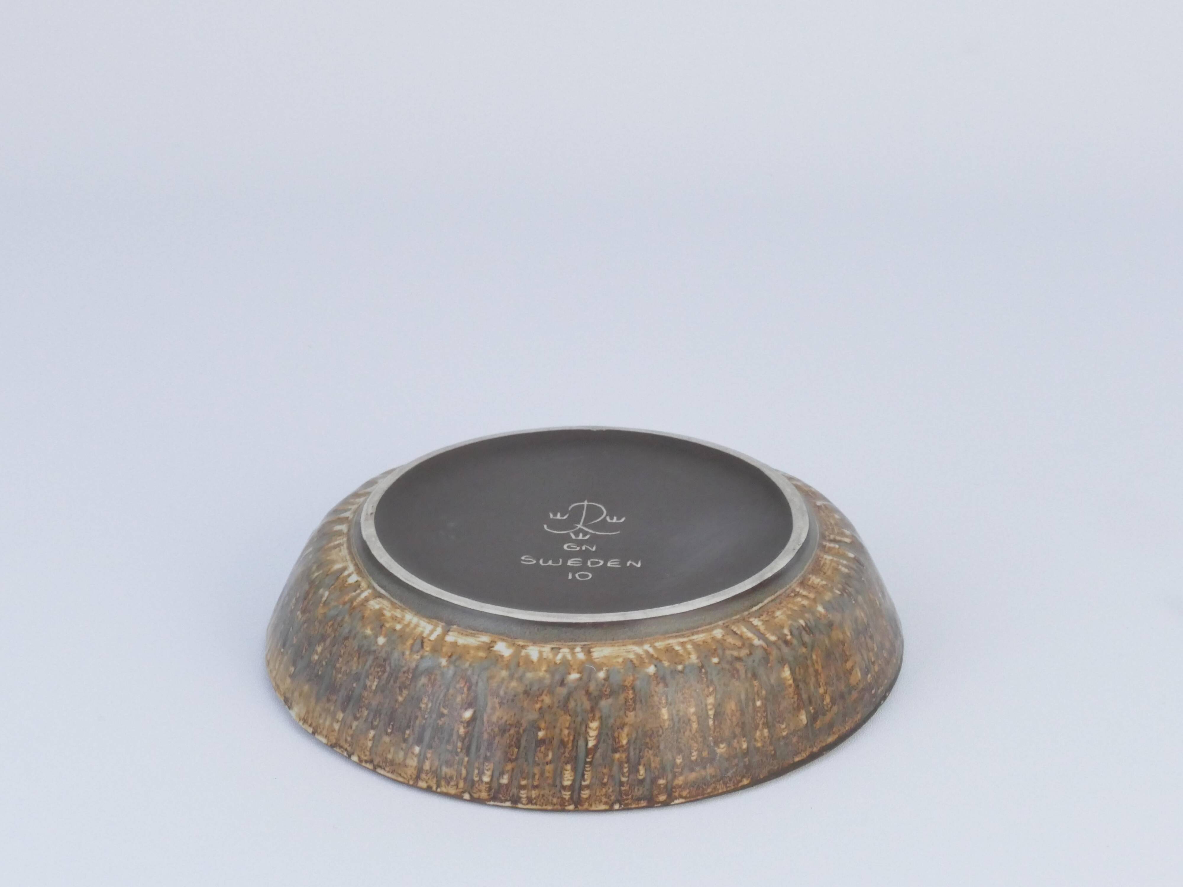 Mid-Century Modern Brown Stoneware Rubus Bowl by Gunnar Nylund for Rörstrand