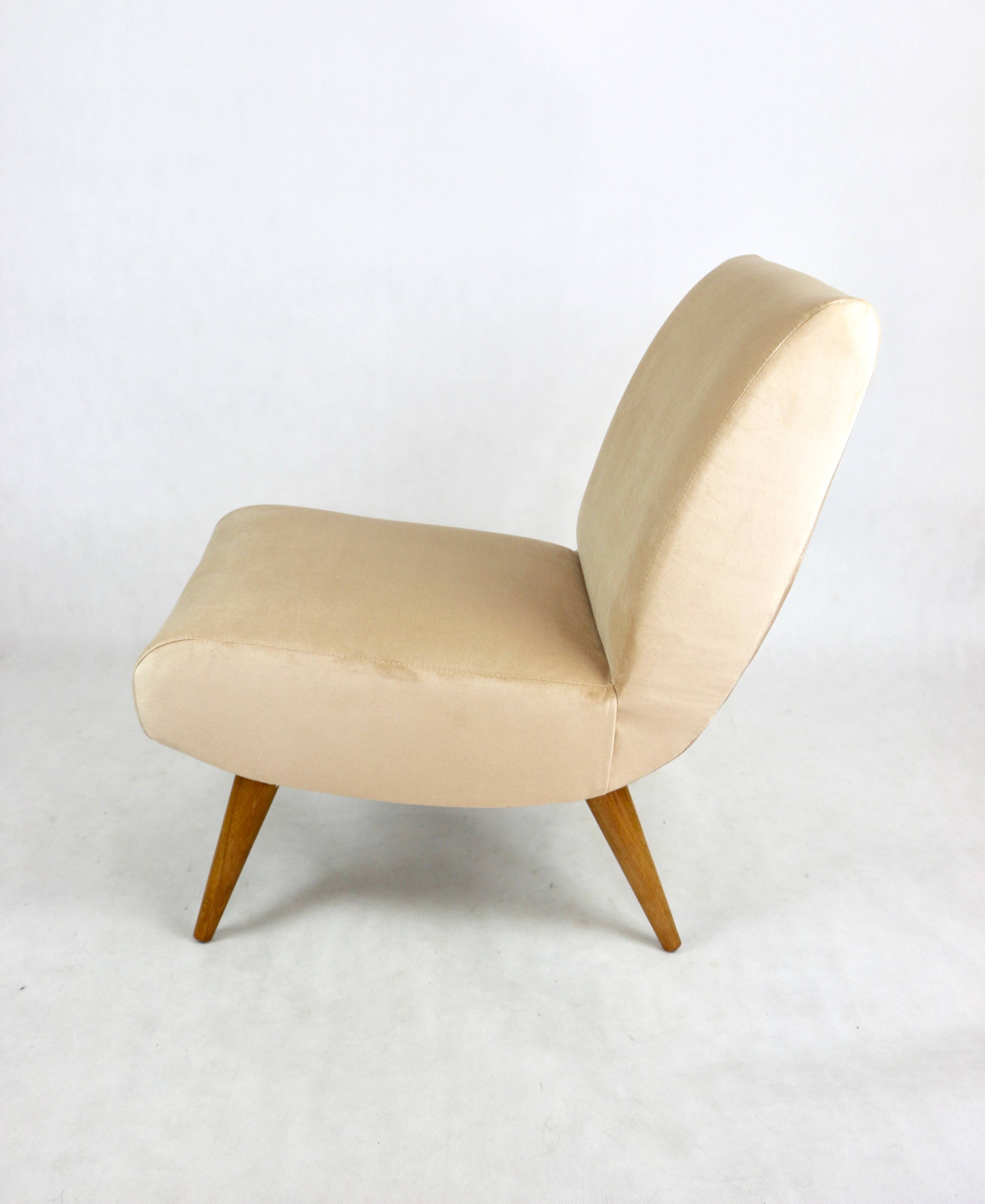 Vintage Loft armchair from the 70s beige champagne velvet