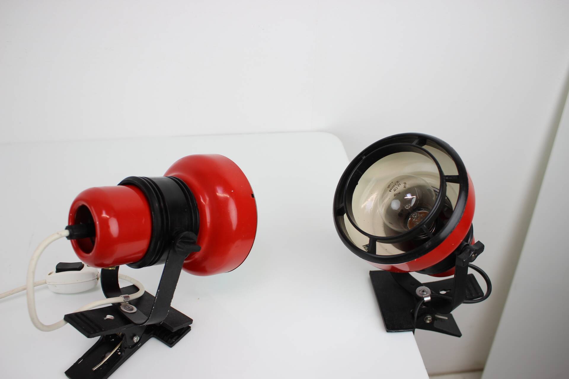 Set of Two Mid-Century Wall or Table Lamps by Elektrofem, Hungary, 1970s