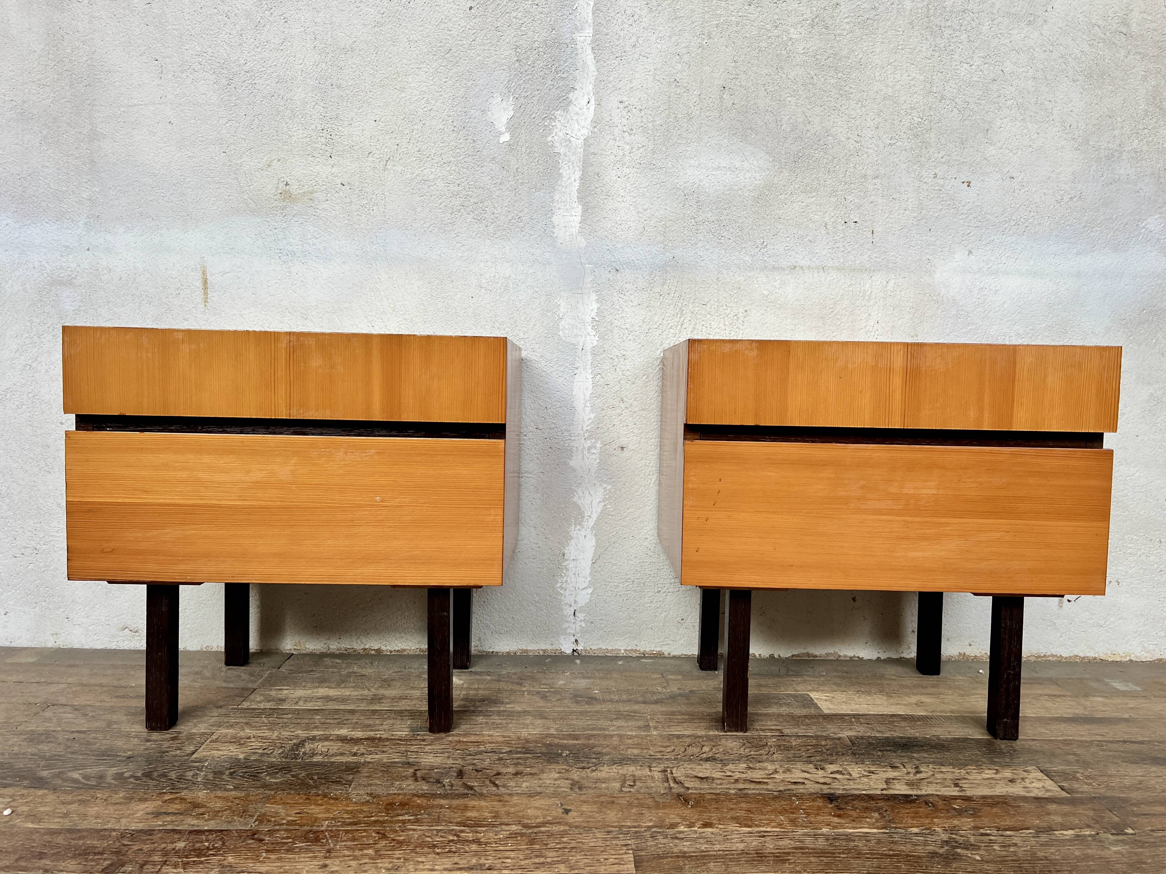 Pair of minimalist vintage bedside tables – 60s look