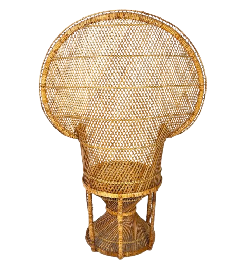 Vintage rattan and wicker peacock chair, 1970s