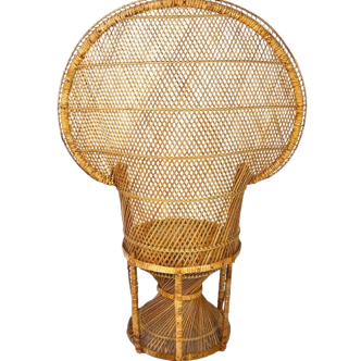 Fauteuil Emmanuel en rotin et osier, années 1970