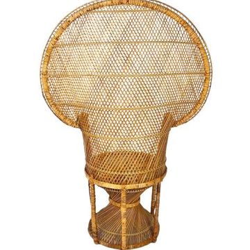 Vintage rattan and wicker peacock chair, 1970s