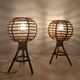 Pair of bamboo bedside lamps