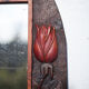 Antique wood mirror, art deco mirror, carved wood mirror tulip patterns, wall mirror, art deco