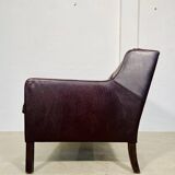 Vintage danish mid century dark cognac leather 2 seater stouby sofa