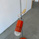 Three-spot floor lamp, Italian design, chrome and vintage orange.