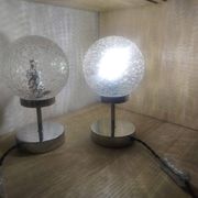 Duo of textured globe lamps with a large play of light.