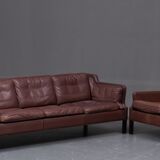 Three-seater leather sofa and one-seater armchair, scandinavian style