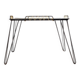 Table basse d'appoint en métal noir et scoubidou, années 50