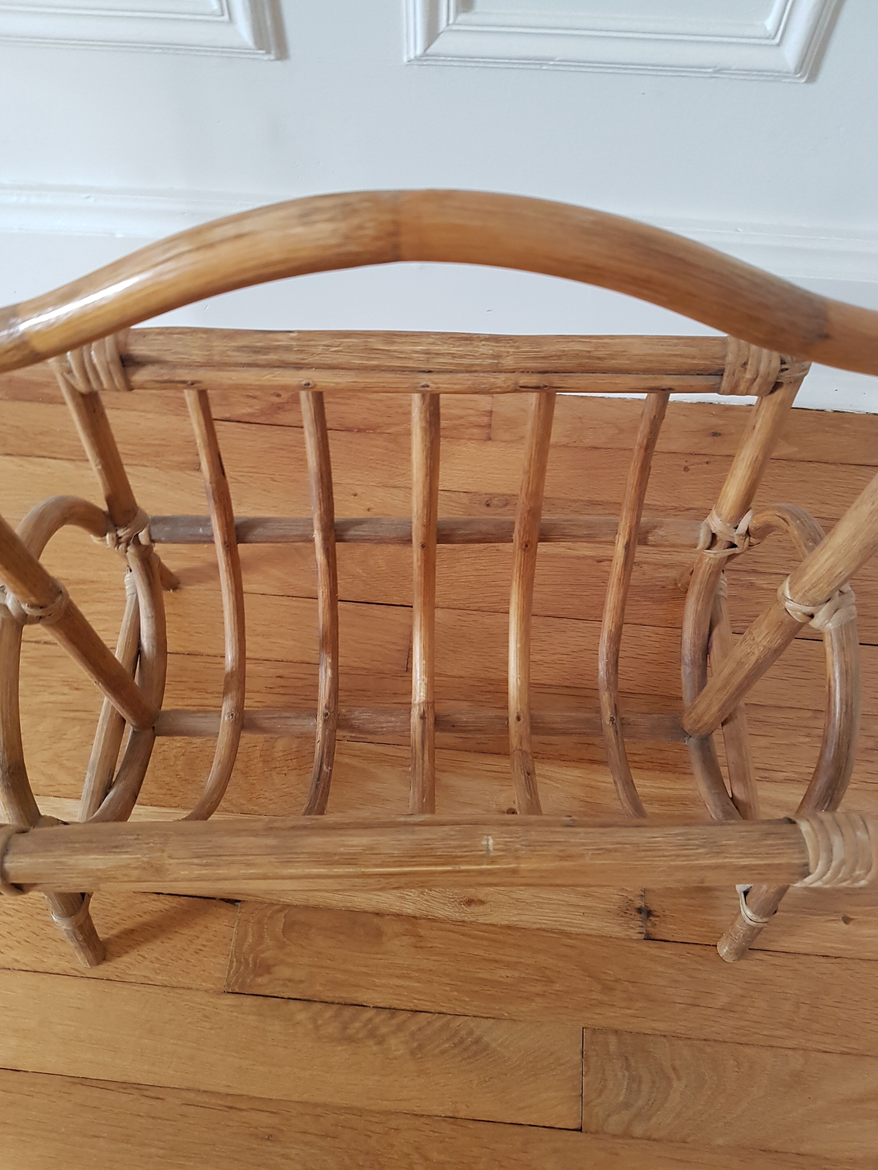 Vintage rattan magazine holder
