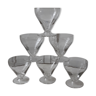 Set of 6 crystal water glasses engraved 50s