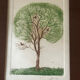 Original signed drawing – Tree with birds - frame 33/28 cm