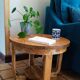 Table basse d'appoint ronde bois massif style art déco