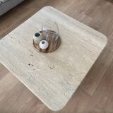 Table basse carrée 100% Travertin Romain
