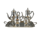 Silver-plated tea and coffee service, 5 pieces with tray, late 19th century.