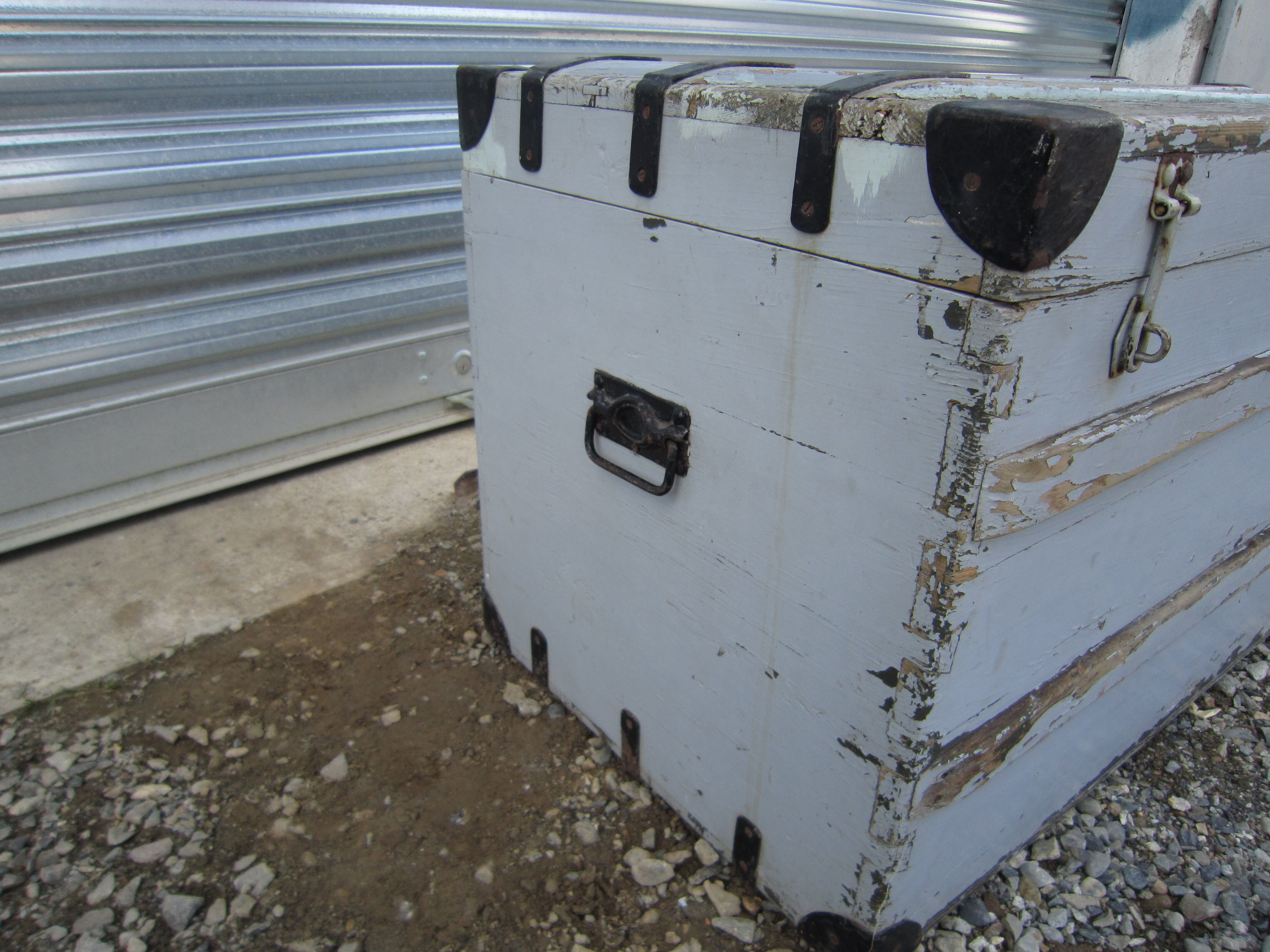 Wooden storage travel trunk
