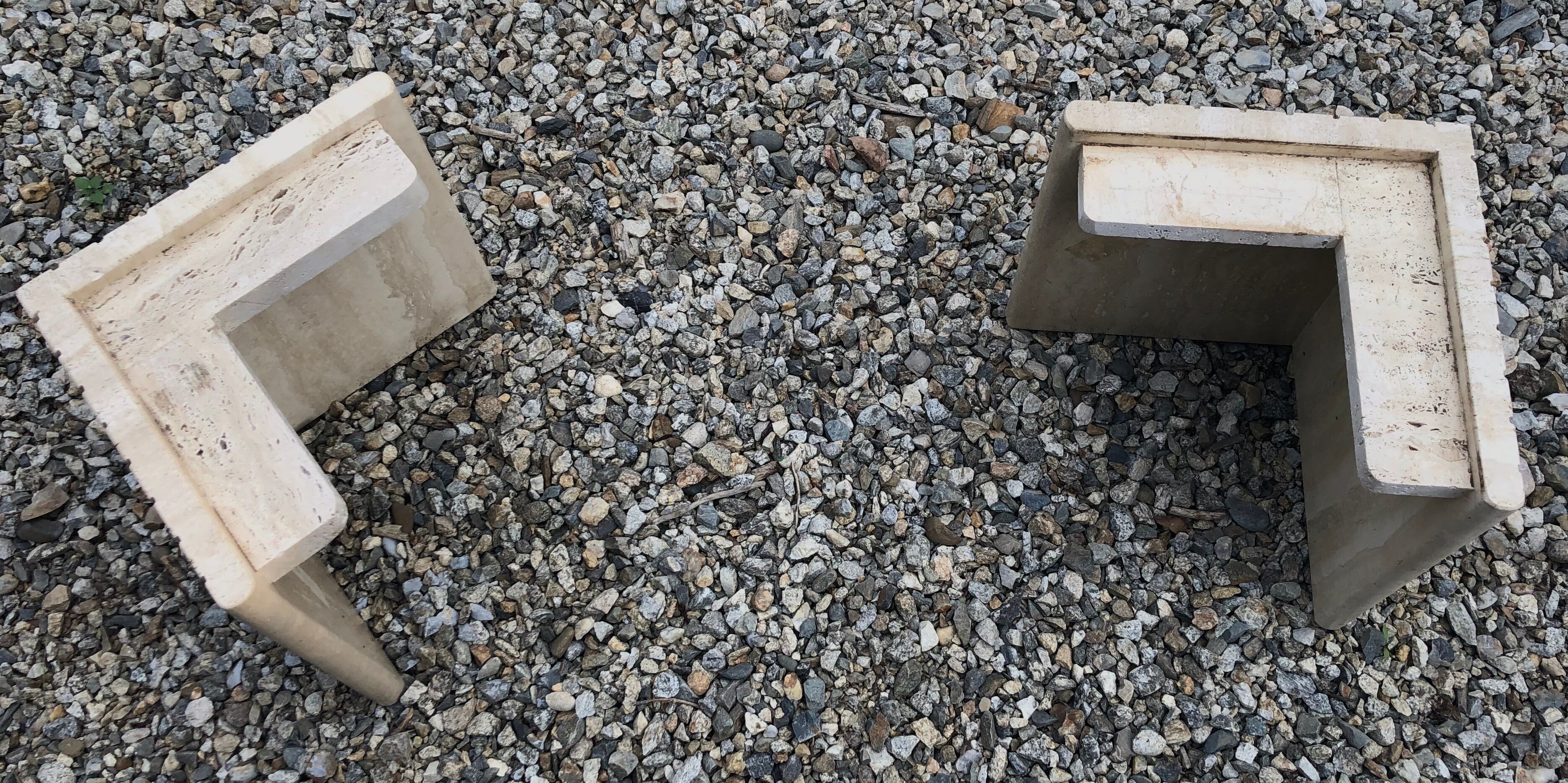 Design coffee table in 70s travertine
