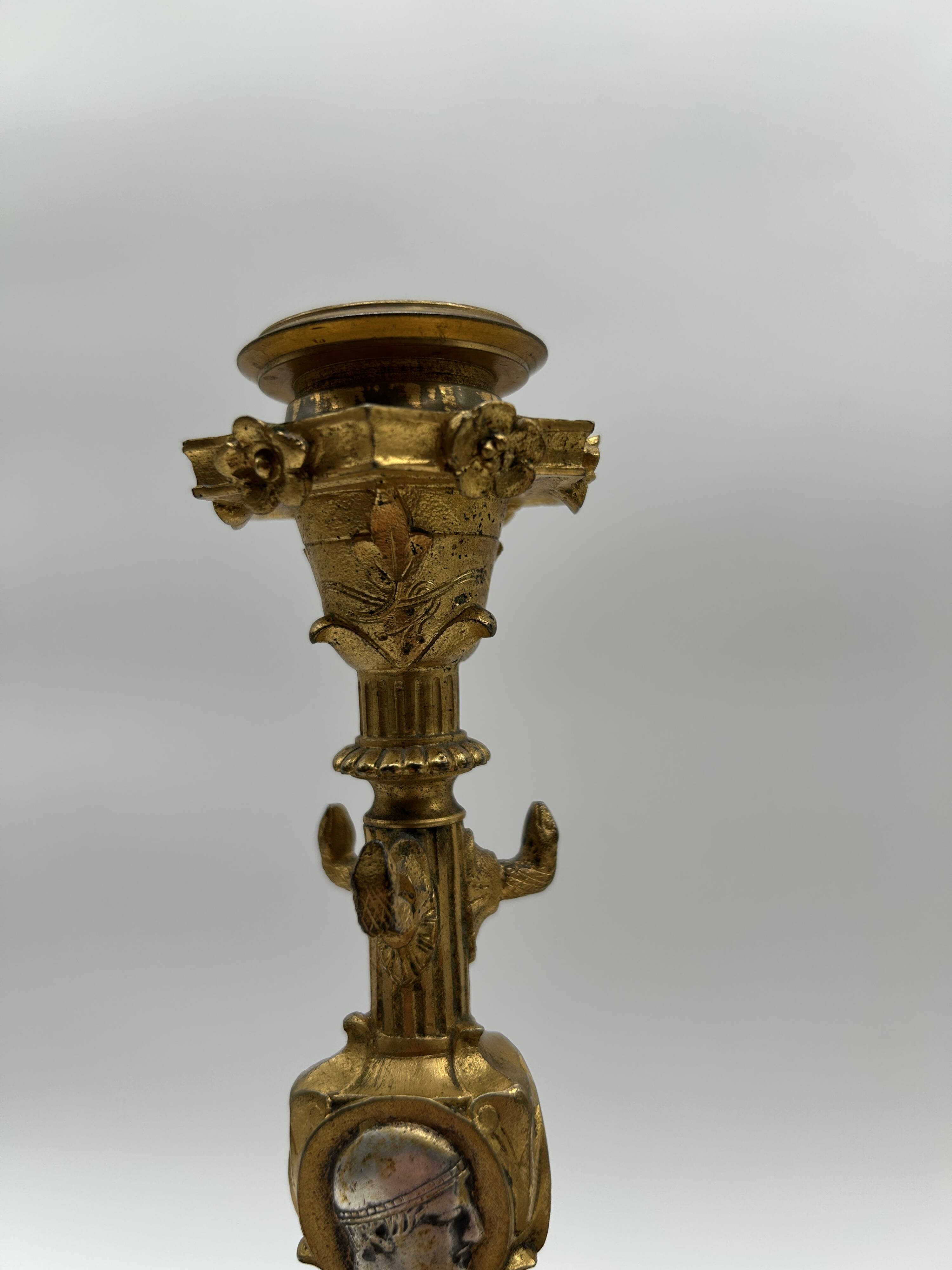 Pair of gilt bronze candlesticks by Cailleux - Barbedienne