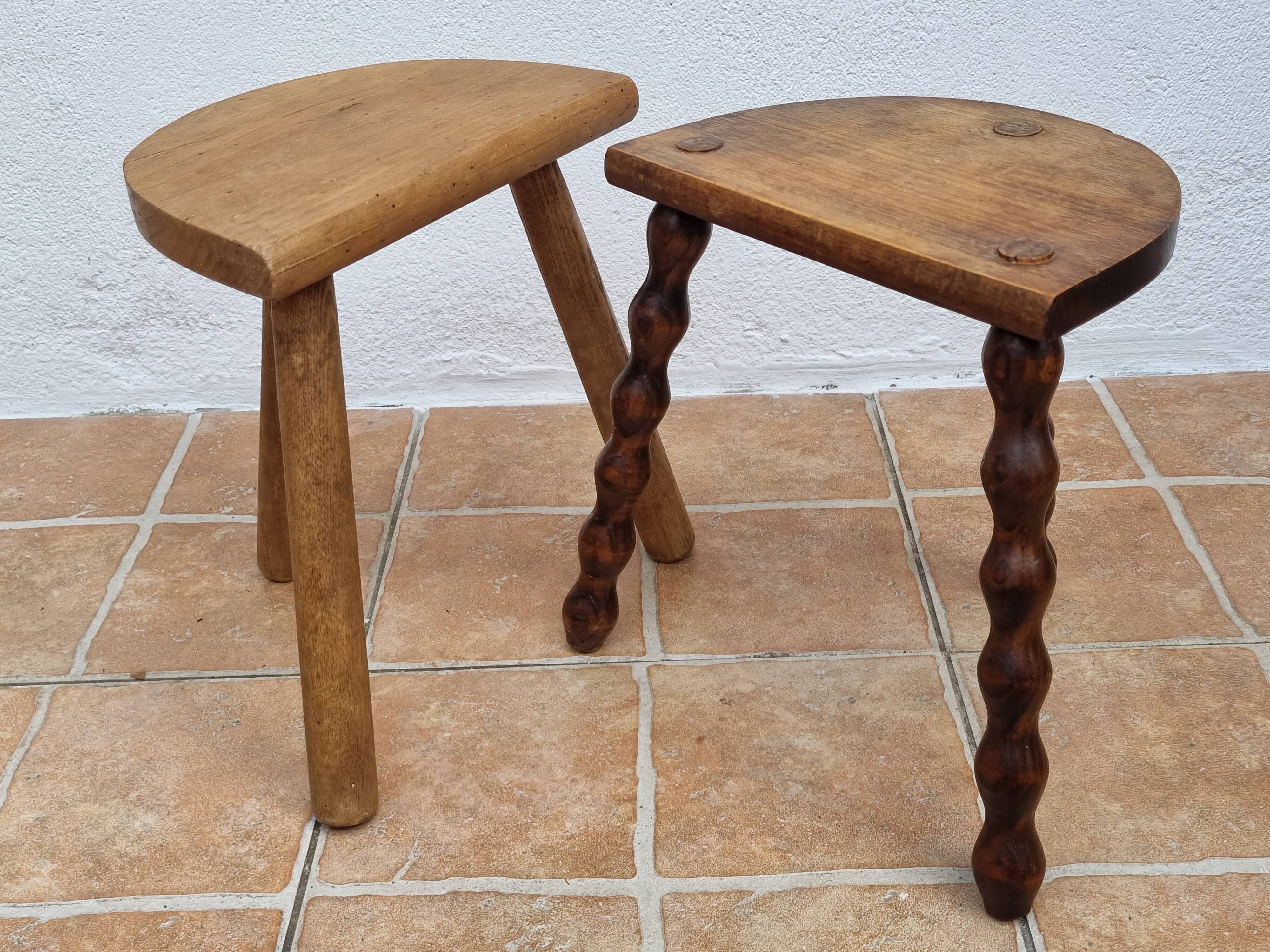 Set of four rustic solid wood plant holders, 31 to 43 cm