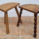 Set of four rustic solid wood plant holders, 31 to 43 cm