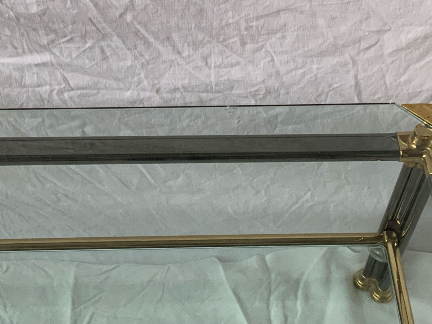 Glass and brass coffee table