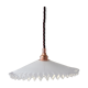 Suspension opaline festonnée blanche, douille E14 en cuivre et rosace coupole