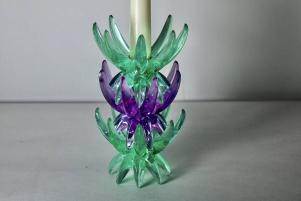 Bougeoirs Friedel Lotus Lucite allemagne 1960 x3