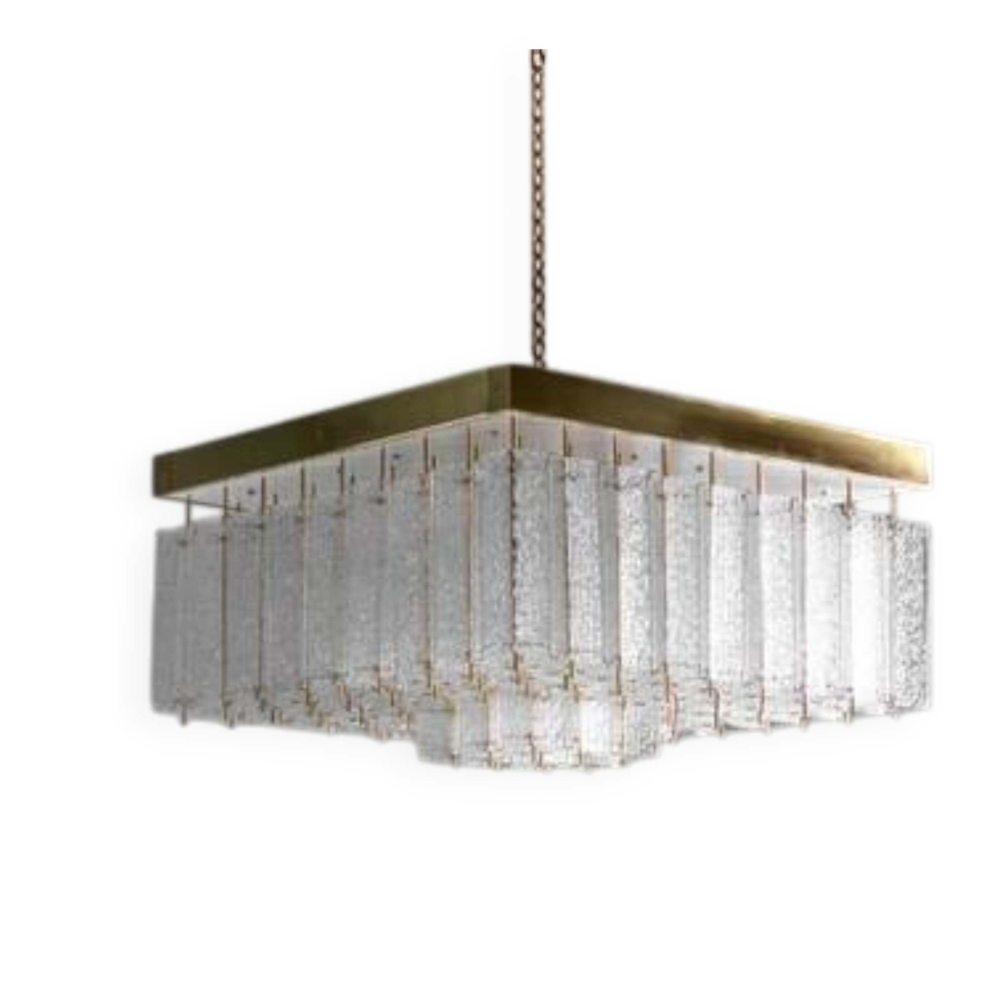 Bohemian flush-mount light in textured glass & brass, 1960s