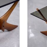 Vintage Mid-Century Scandinavian Modern Glass & Walnut Condor Coffee Table