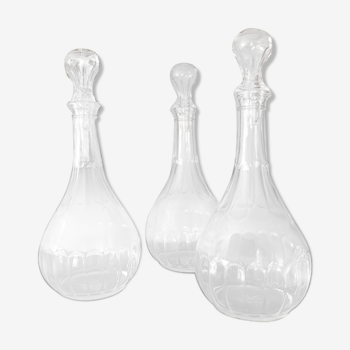 Lot de 3 carafes en verre à facettes Sandeman