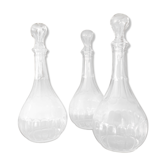 Lot de 3 carafes en verre à facettes Sandeman