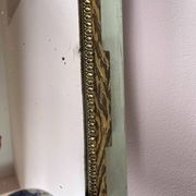 Rare striped Art Deco antique wooden mirror
