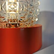 Lampe boule vintage en verre transparent orange