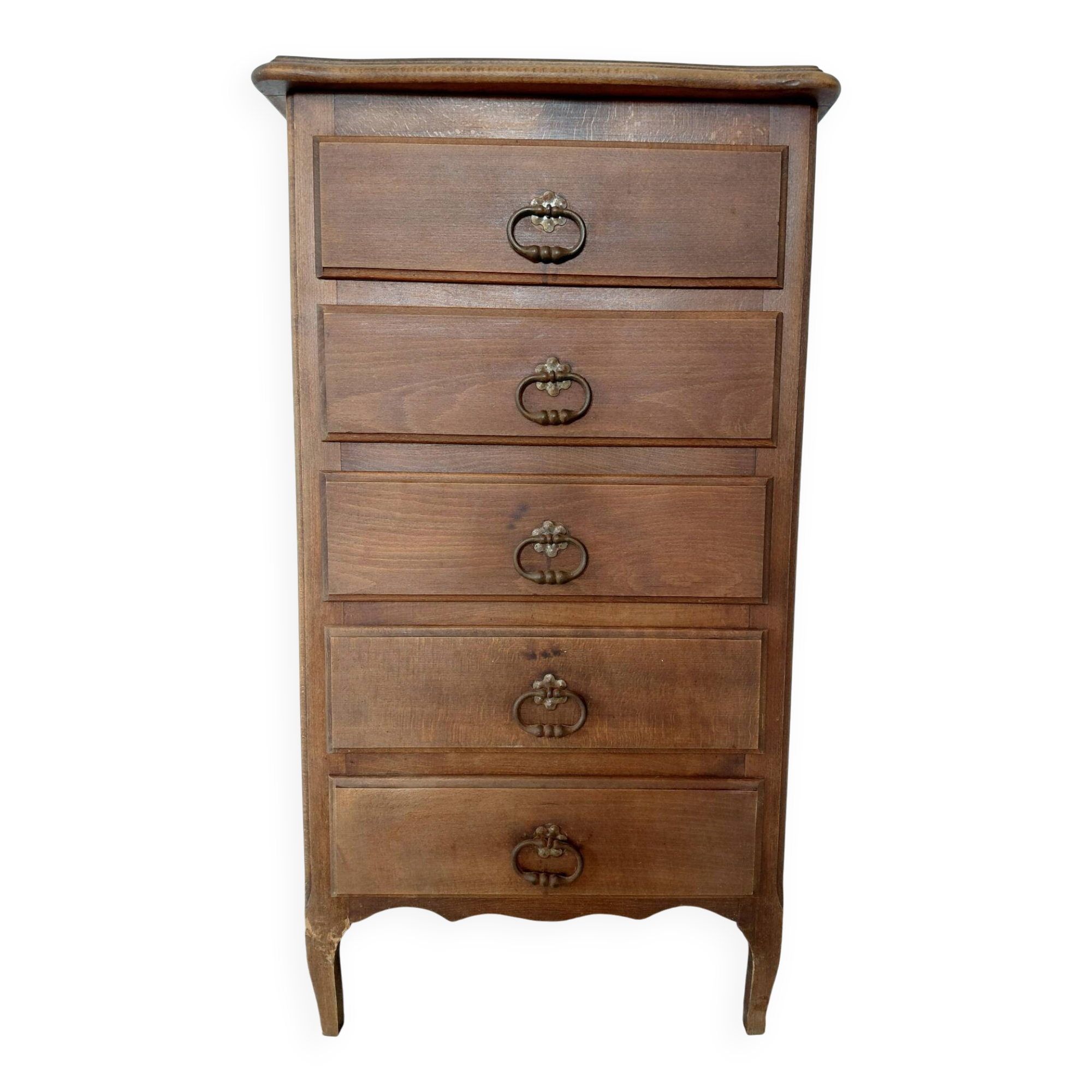 Semainier chiffonnier 5 tiroirs en bois massif style rustique chic