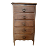 Rustic chic 5-drawer chest of drawers in solid wood