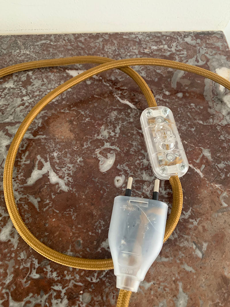 Glass and brass table lamp