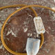Glass and brass table lamp