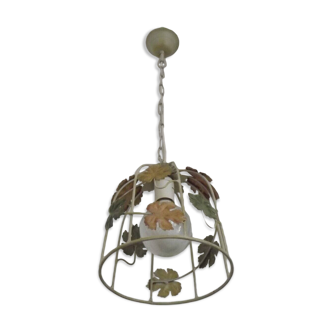 Vintage French Cage Ceiling Light with Autumn Leaves 4620