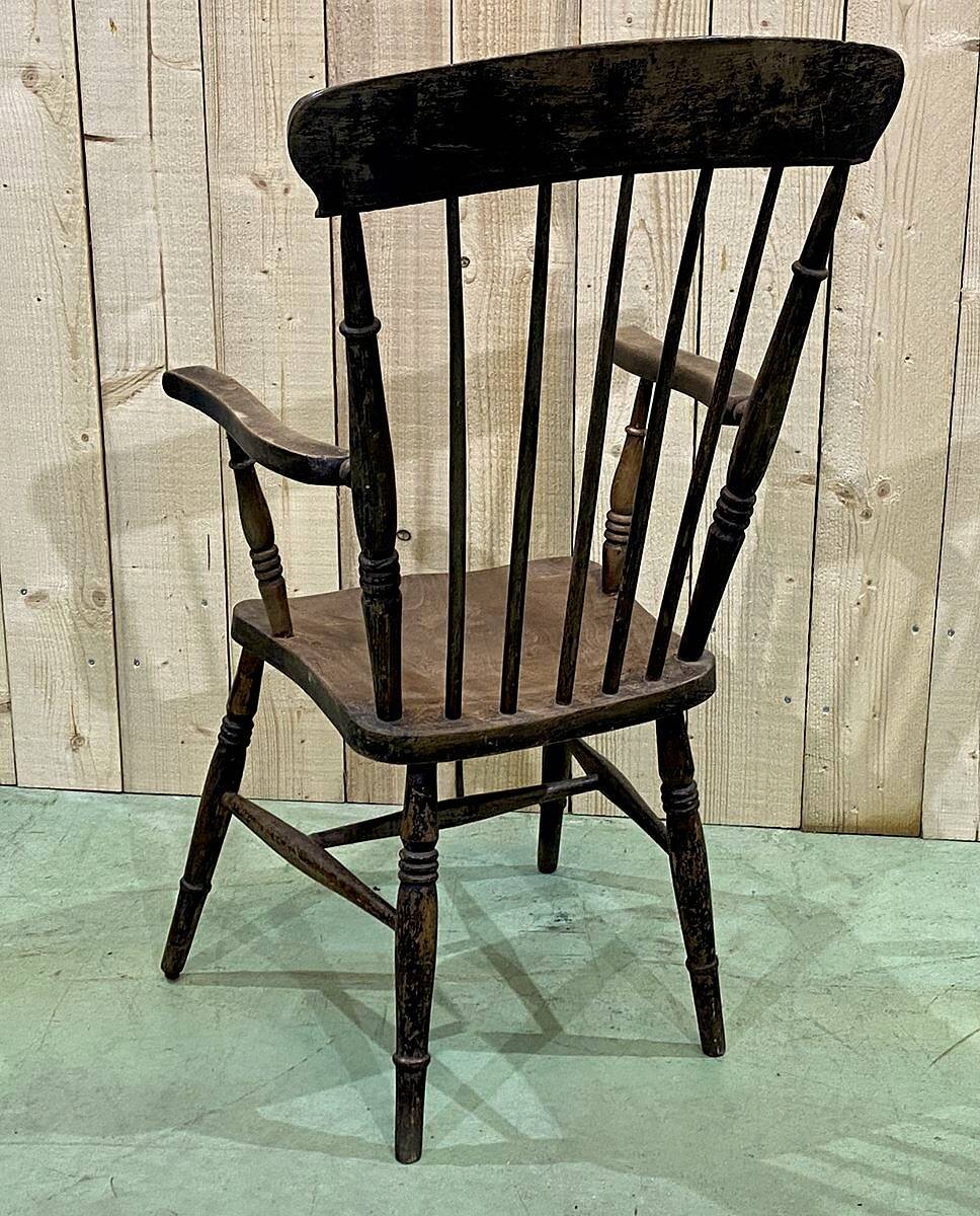 Fauteuil anglais en orme de la fin du XIXème