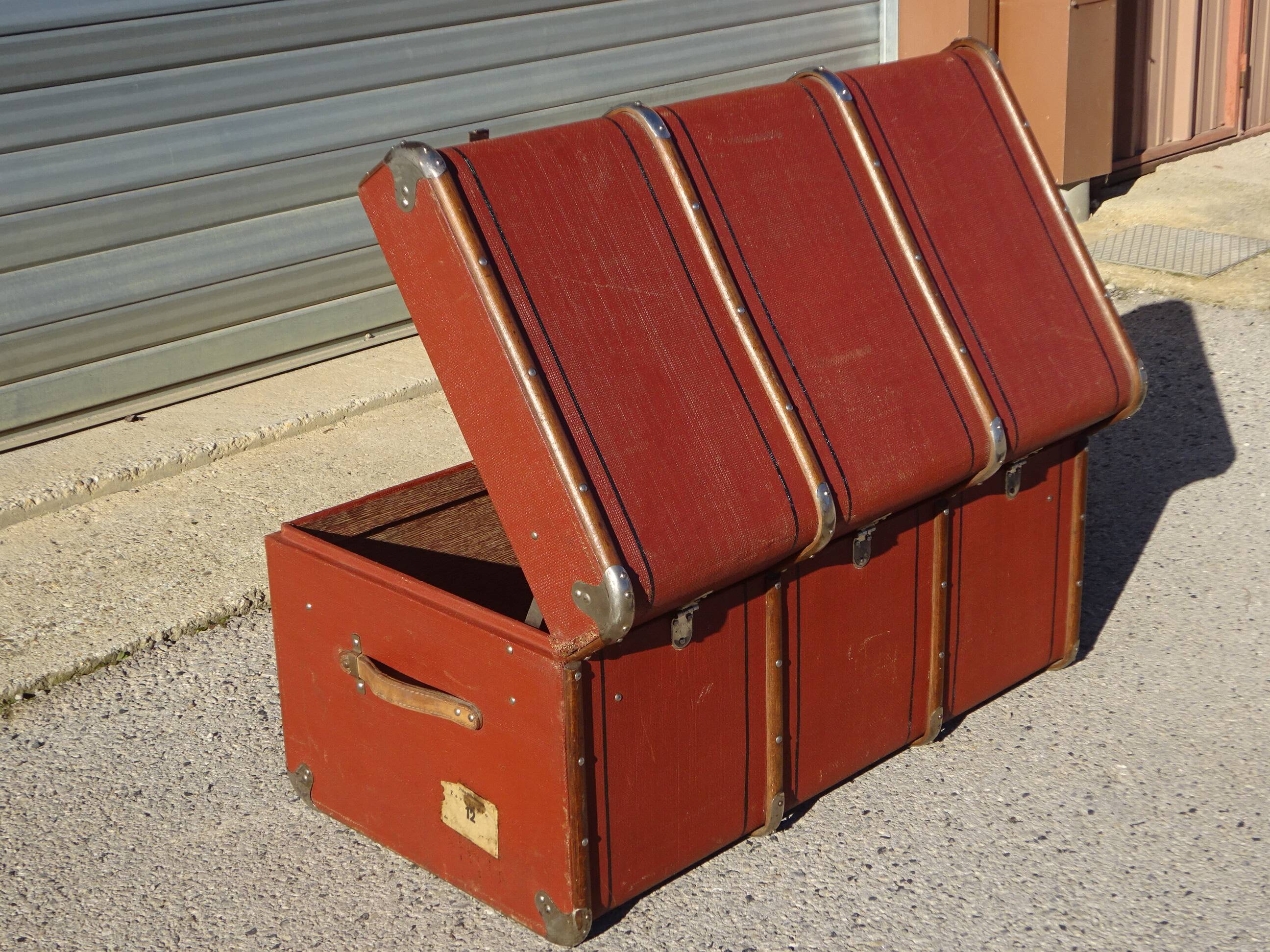 Old curved travel trunk