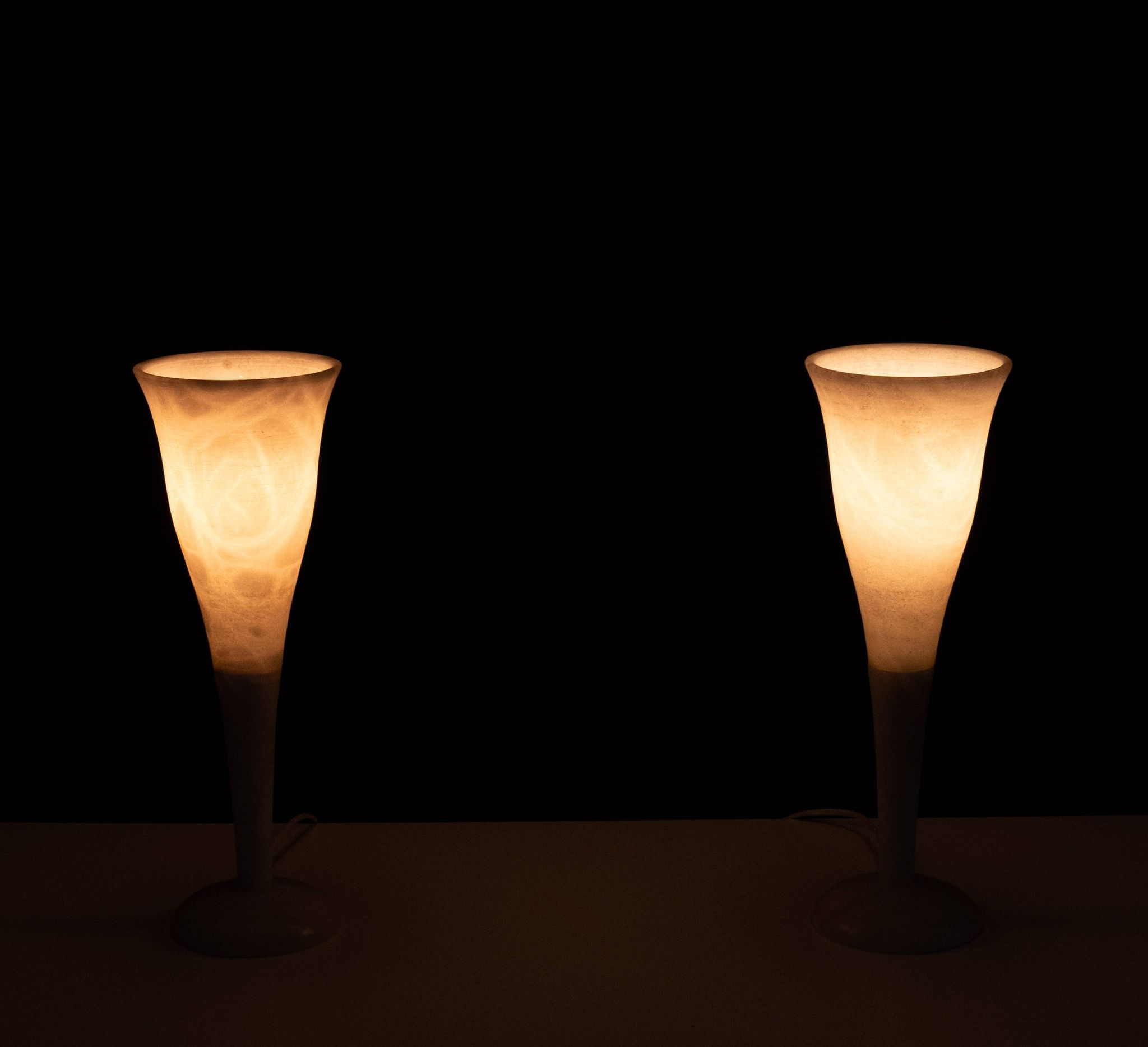pair Alabaster Table lamps by A Pegasam Spain 1970s