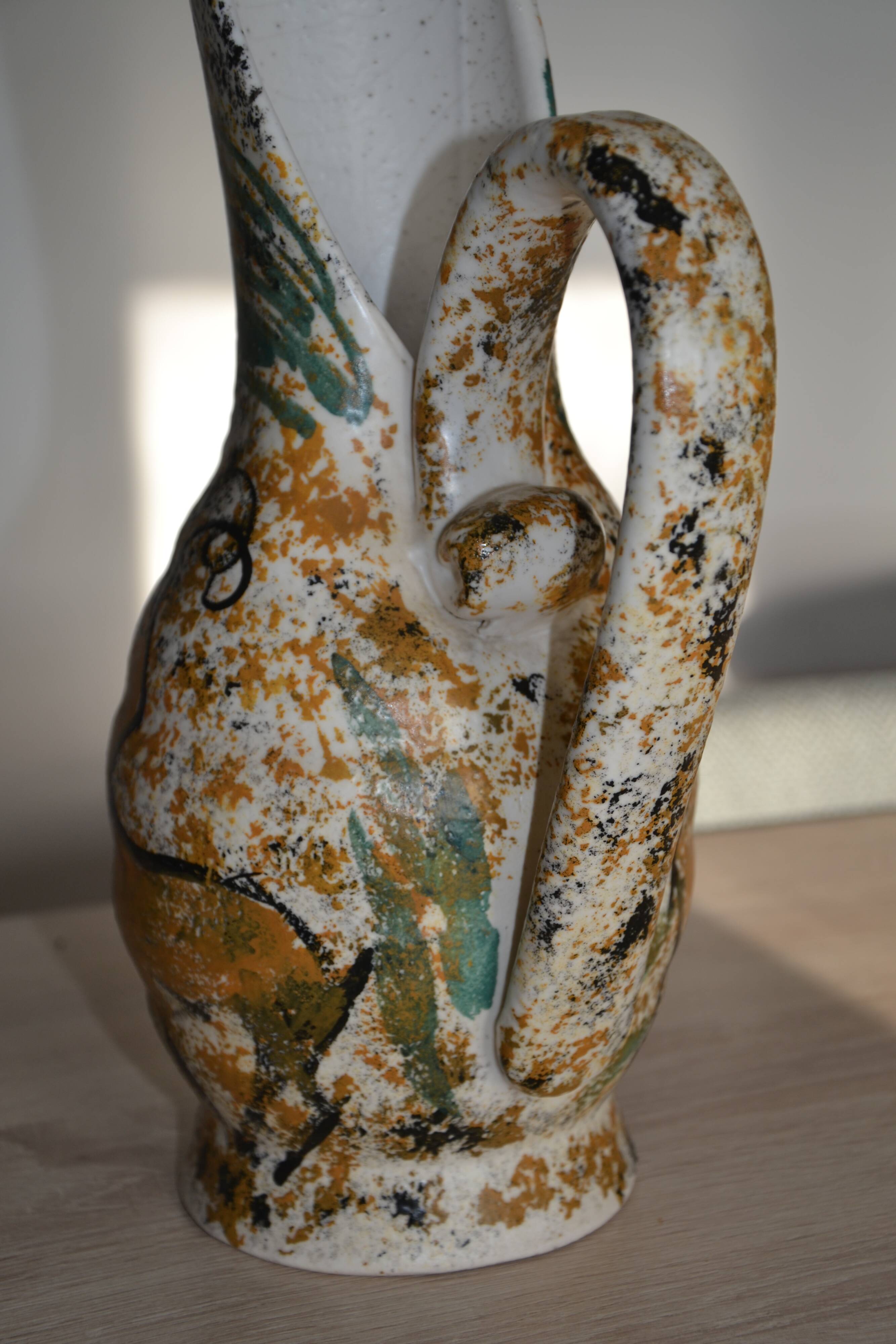 Large antique hand-turned antelope vase