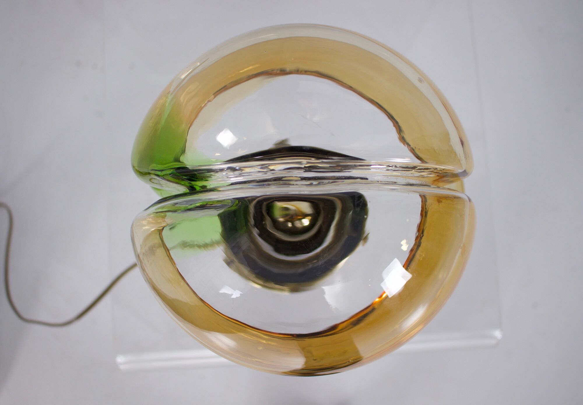 Lamp Kaiser brass glass & amber