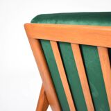 Fauteuil scandinave restauré d'origine, icône des années 60, velour