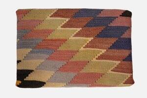 Small kilim ottomans with wooden legs, türkiye, set of 2