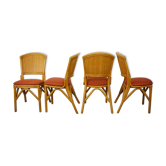 Suite of 4 chairs in Italian rattan design from the 60/70